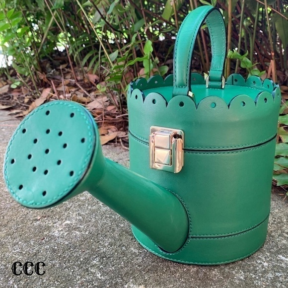 Kate Spade Rare Watering Can Green Flower Pot Bag - Picture 2 of 8